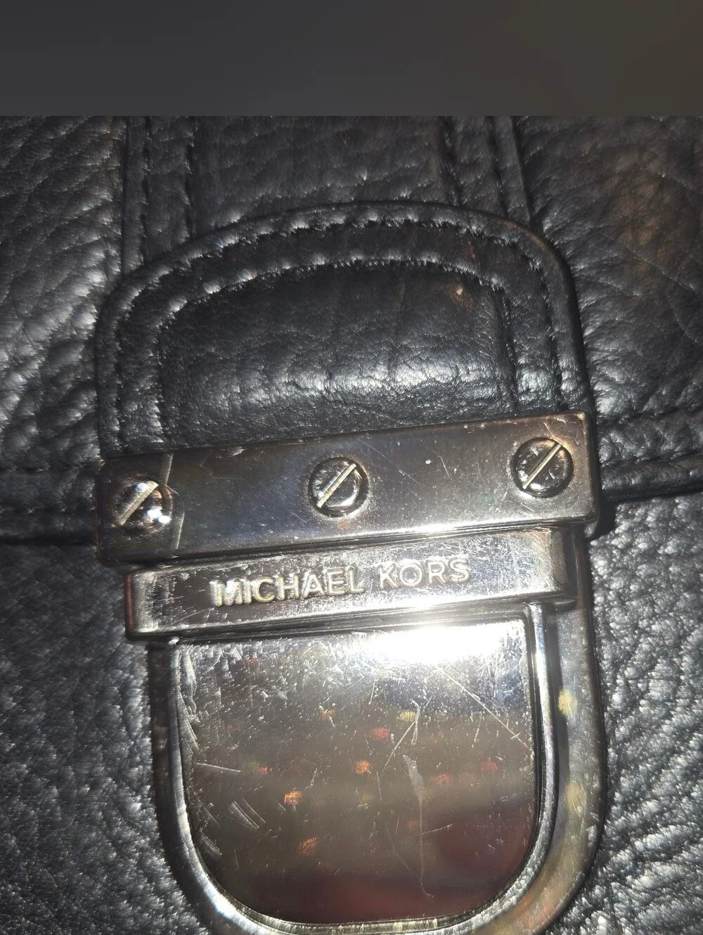 Michael Kors Black Leather Wallet with Silver-Tone Lock
